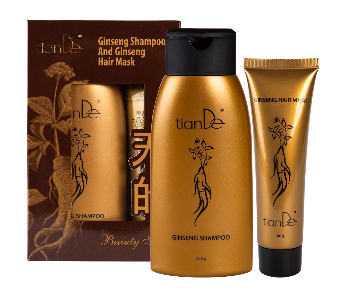 Набор для волос с экстрактом женьшеня: шампунь+маска для волос